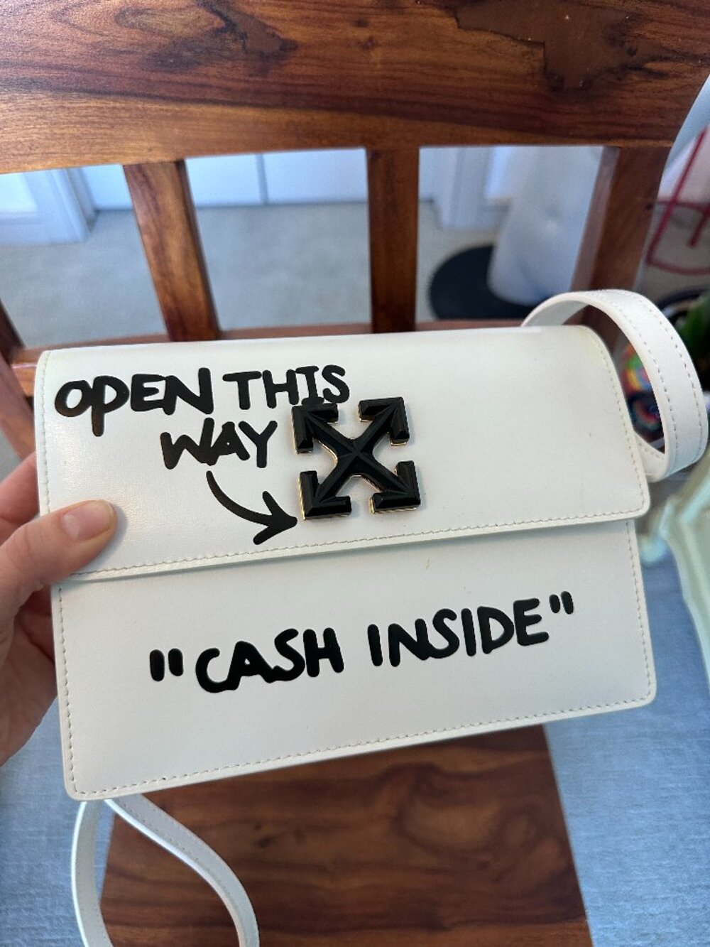 Off-White Jitney 2.0 Leather Shoulder Bag White Black Crossbody
